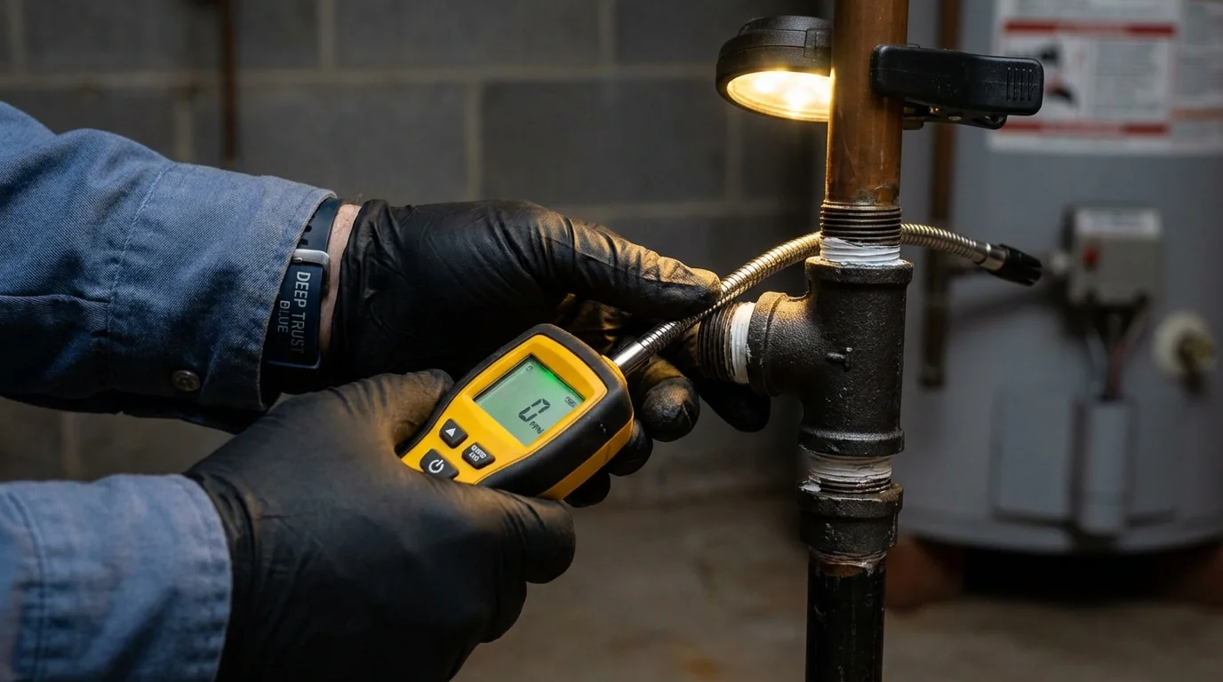 Gas leak detection with electronic sniffer by Johns Plumbing LLC in Mullens