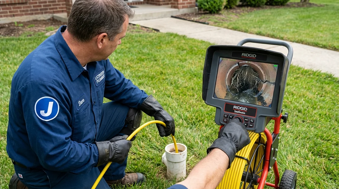 Sewer camera inspection being performed by Johns Plumbing LLC in Mullens