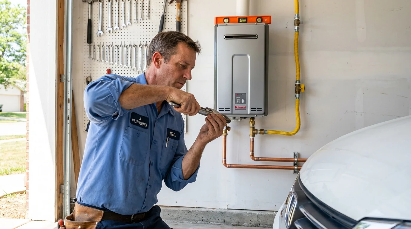 Tankless water heater installation by a Johns Plumbing LLC plumber in Mullens